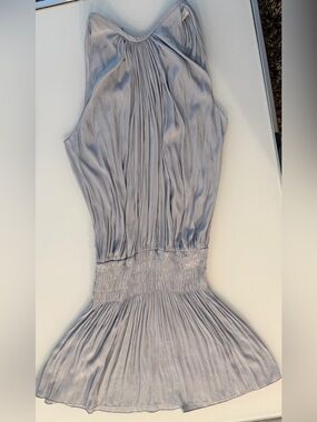 Ramy Brook Pleated Halter Mini Dress in Light Gray
